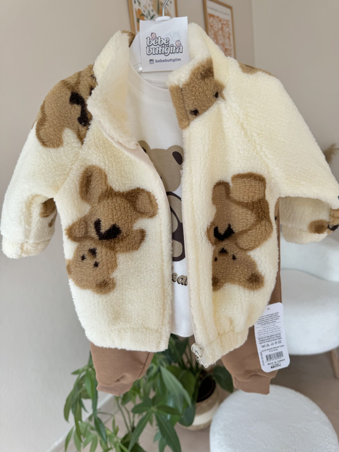 Ayıcıklı welsoft hırkalı 3’lü takım