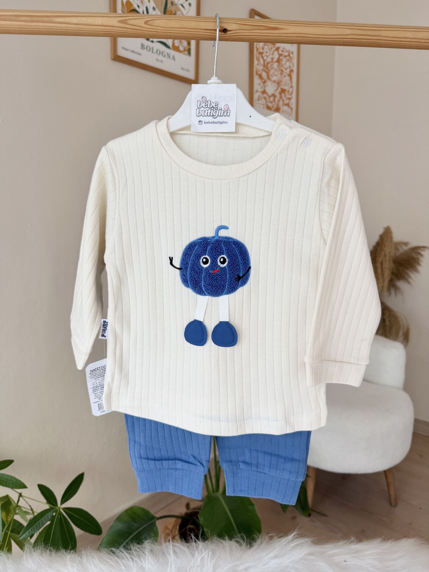 Mavi sevimli desen 2’li takım