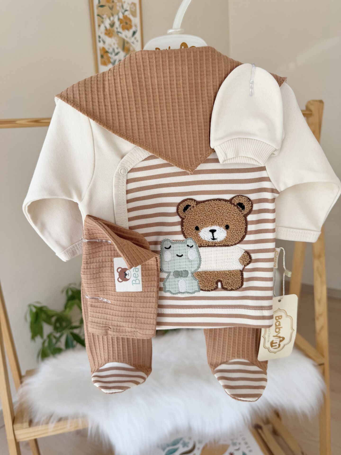 Kahve ayıcıklı 5’li set