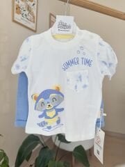 Mavi Summer müslin şortlu takım