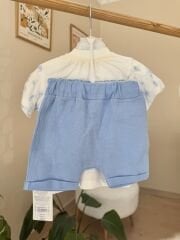 Mavi Summer müslin şortlu takım