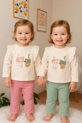 Fisto detaylı 2’li takım PEMBE