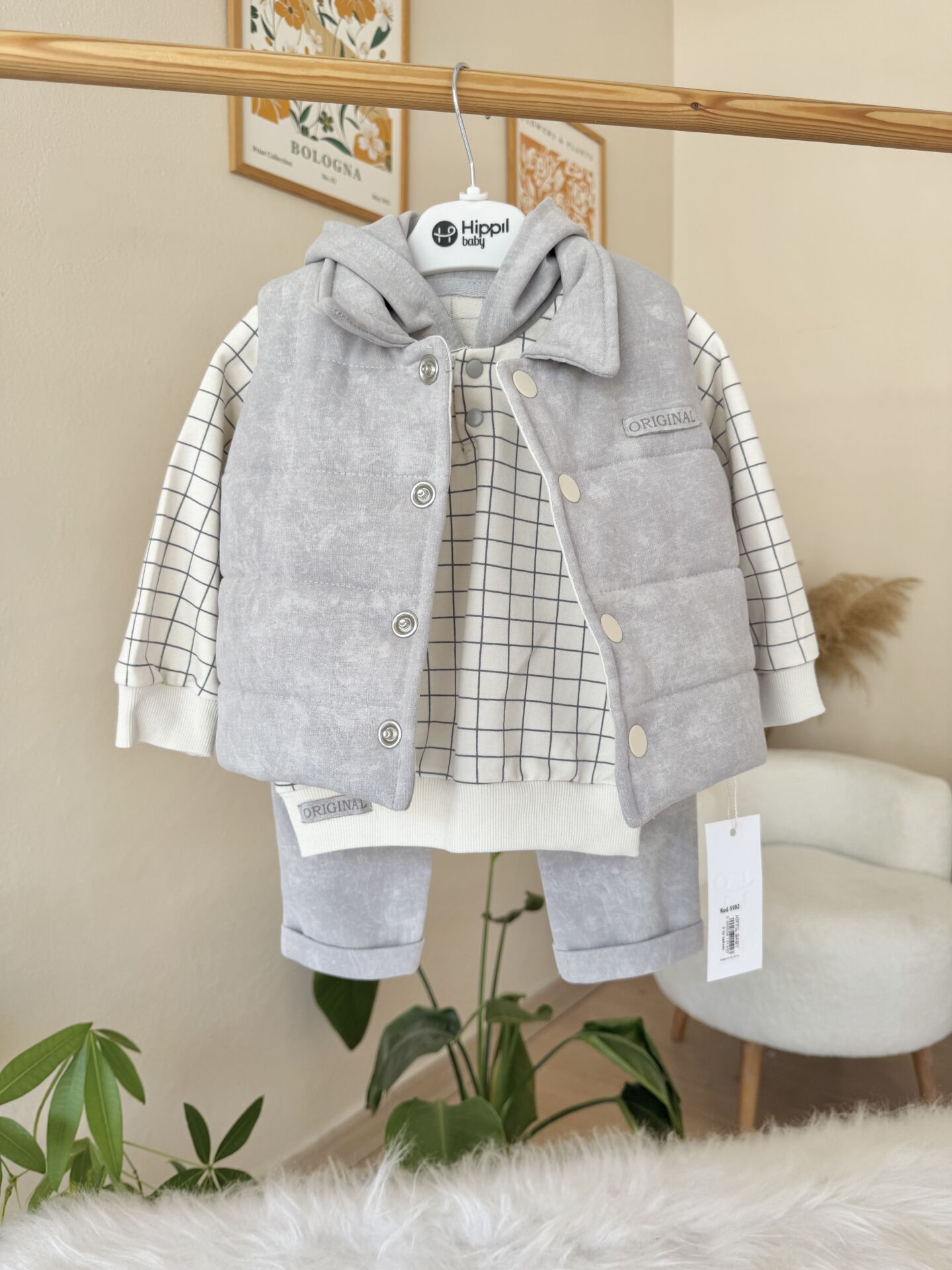 Premium gri yelekli 3’lü takım (2-3-4 YAŞ )