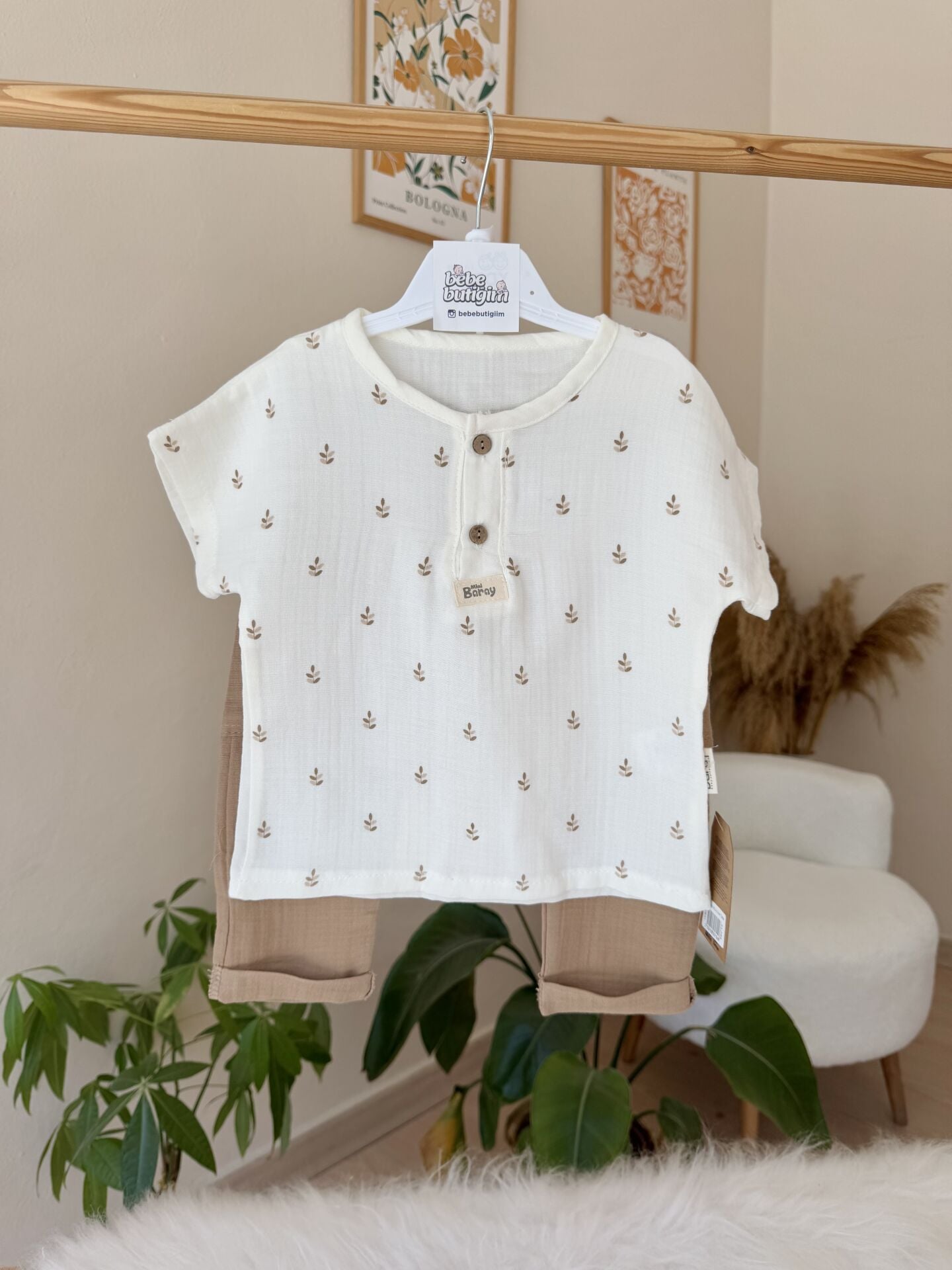 Başak detaylı müslin 2’li takım