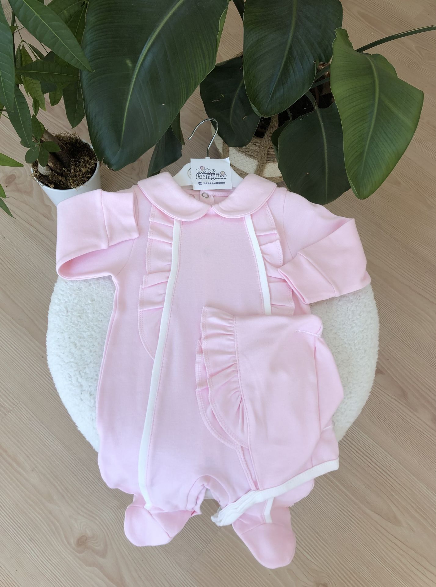 Premium bebe yaka fırfırlı tulum set