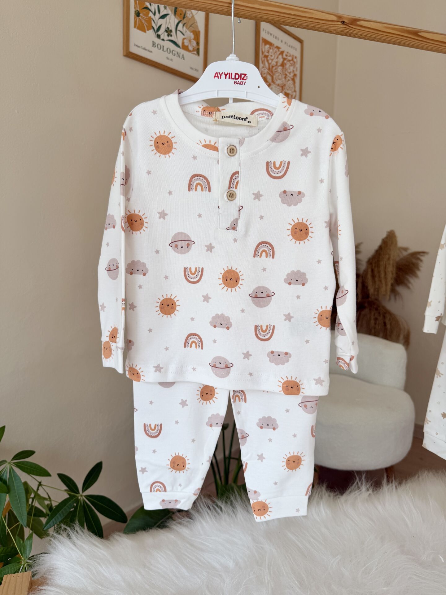Lüx kalite güneş gökkuşaklı pijama takımı
