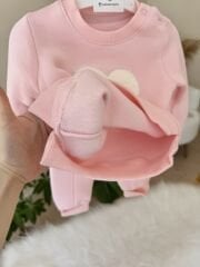 PREMİUM Pembe kalpli kürk detaylı 3’lü takım