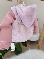 PREMİUM gül kurusu kalpli kürk detaylı 3’lü takım