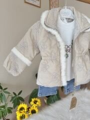 Bej çiçek montlu 3’lü takım