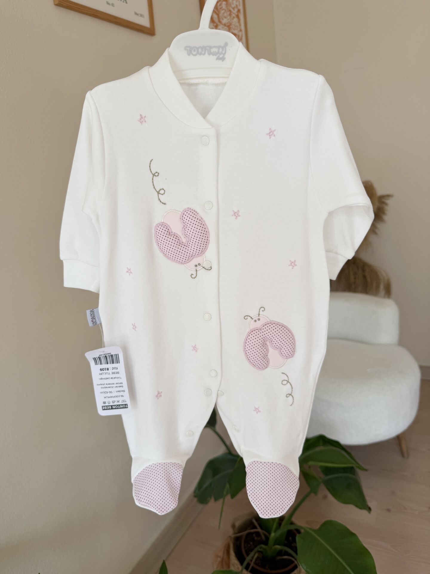 Pembe uğur böcekli tulum