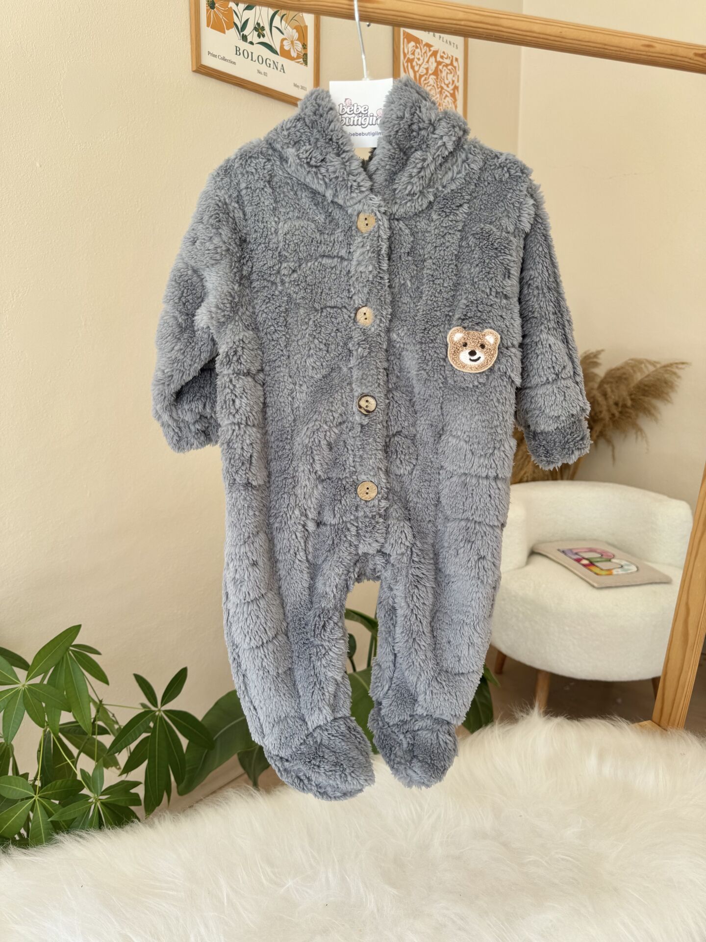 Welsoft peluş tulum ( gri )