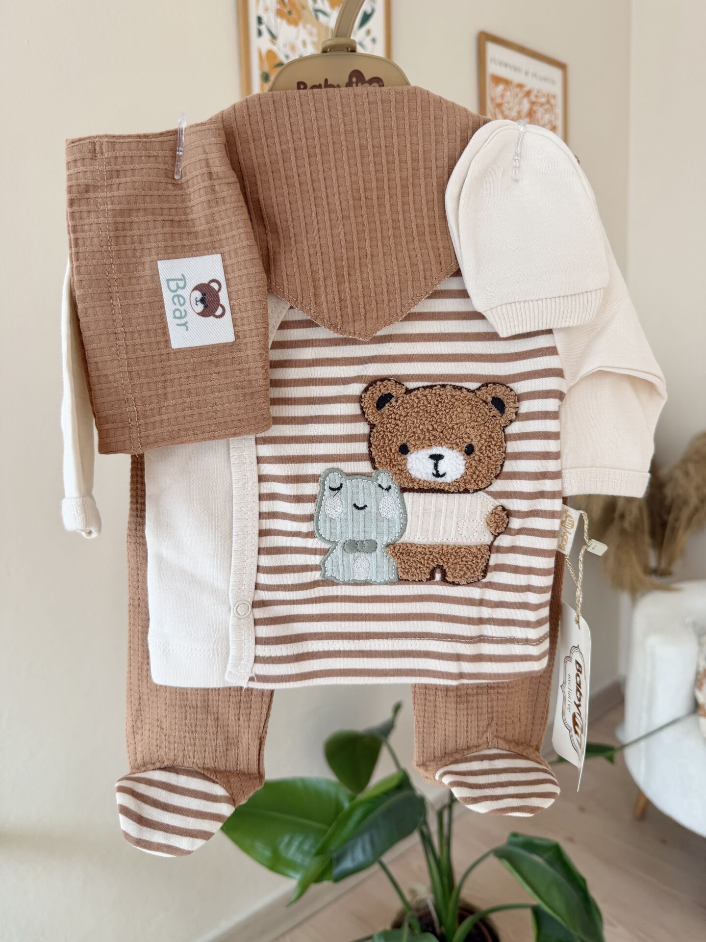 Kahve ayıcıklı 5’li set