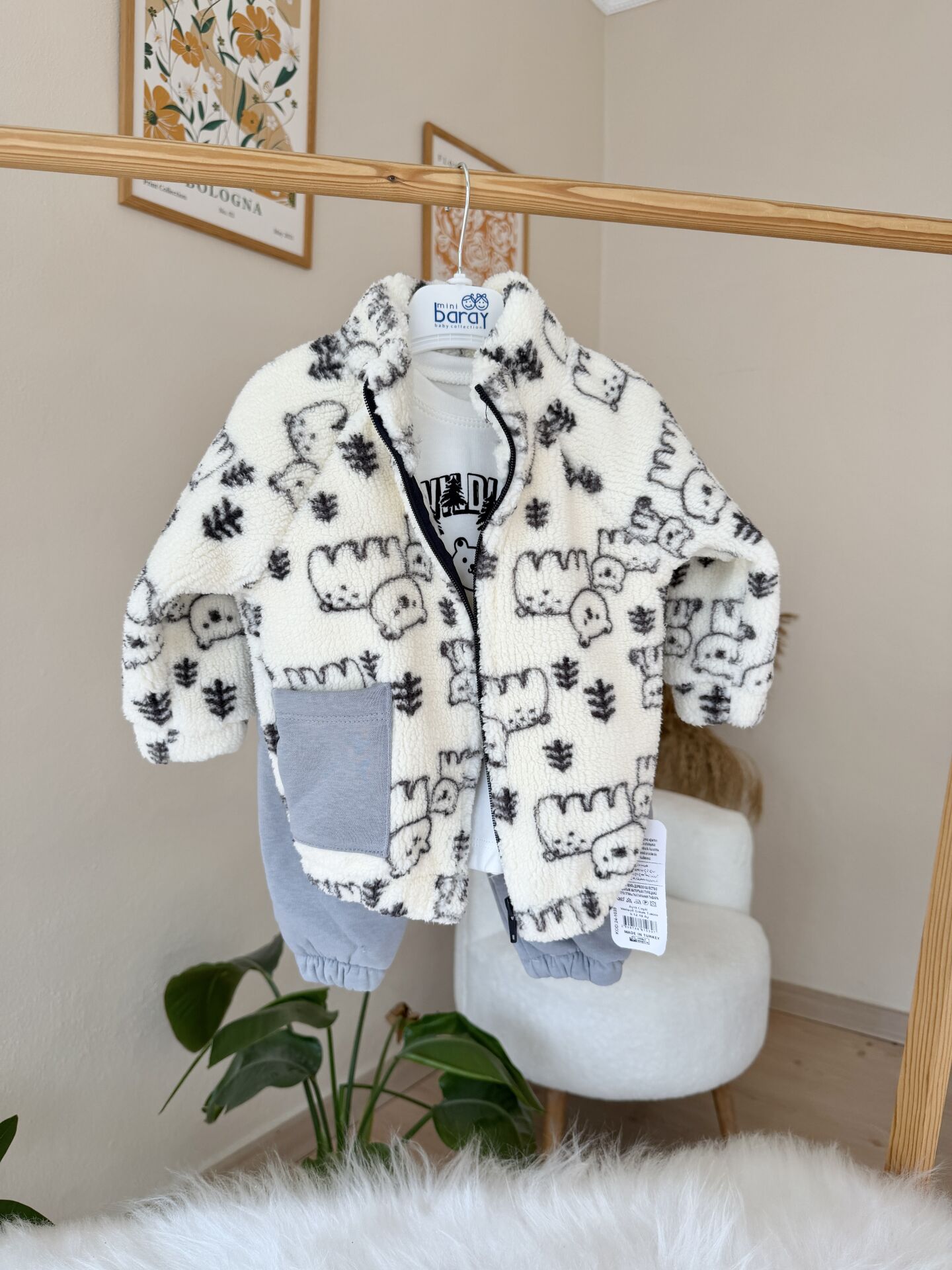 Premium gri Welsoft hırkalı 3’lü takım