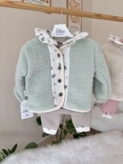 PREMİUM Çiçekli kürk hırkalı 3’lü takım