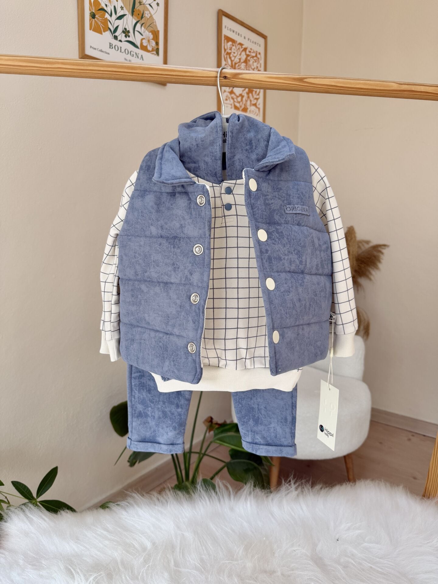 Premium mavi yelekli 3’lü takım