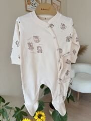 Organik sevimli desen bereli tulum