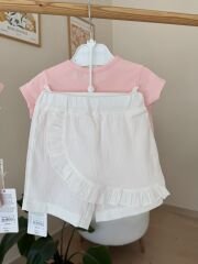 Pembe fiyonklu şortlu 2’li takım