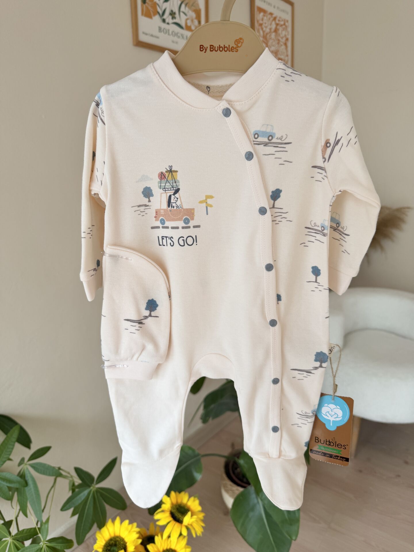 Organik arabalı bereli tulum