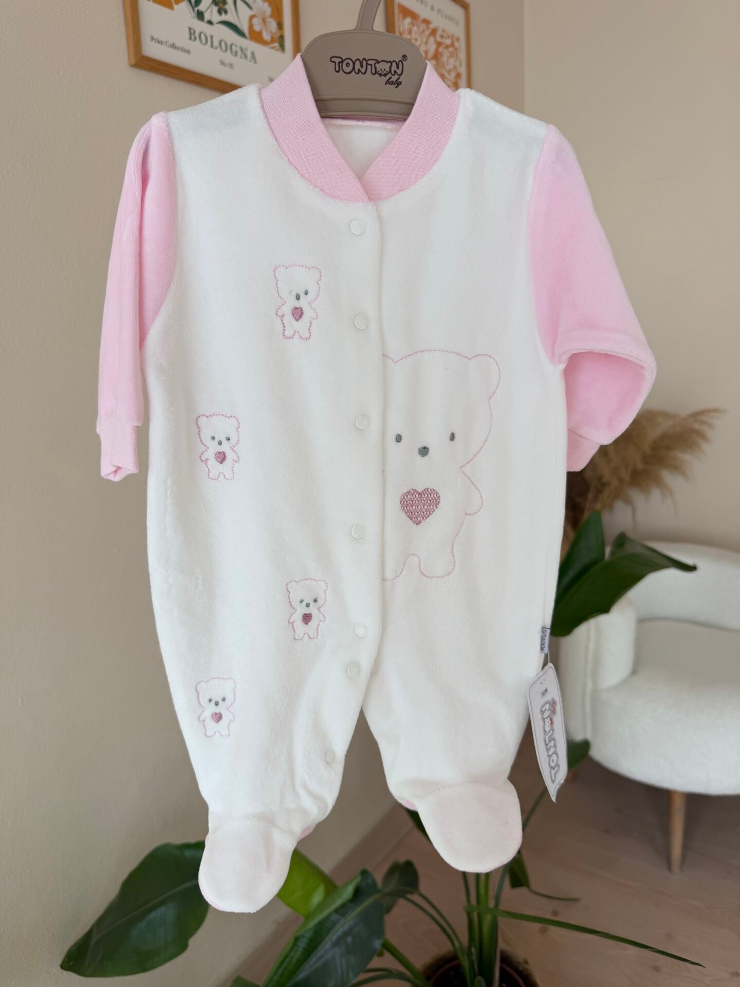 Pembe ayıcıklar kadife tulum