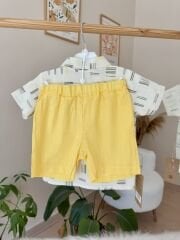 Yeşil sarı keten takım