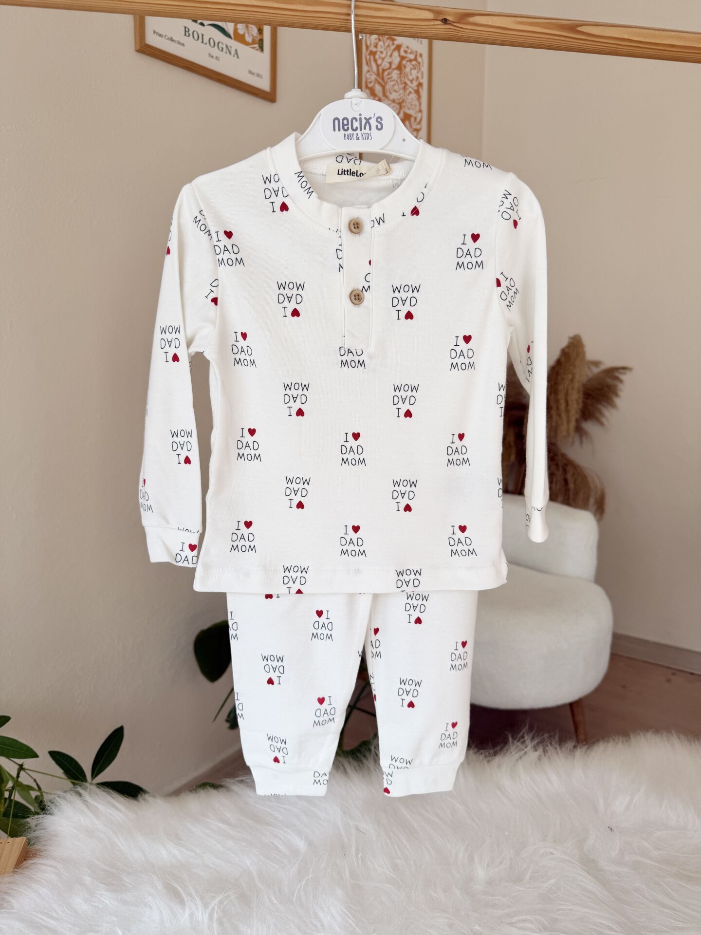 Love mom dad pijama takımı