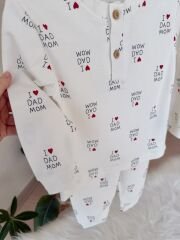 Love mom dad pijama takımı