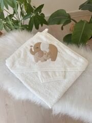 Fil detaylı ekru  havlu