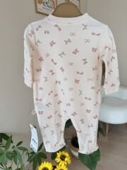 Organik pembe fiyonklu tavşan tulum