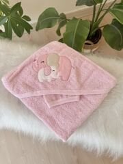 Fil detaylı pembe havlu
