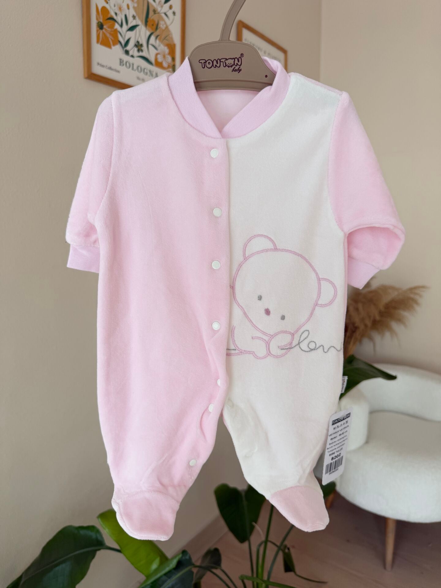Pembe ayıcık love kadife tulum