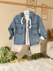 Premium kot ceketli 3’lü takım