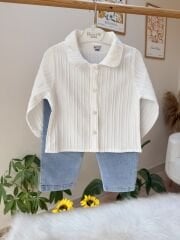 Nakışlı kot ceketli 3’lü takım