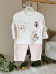 Pudra çiçek yakalı 3’lü takım