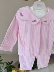 Pembe çiçek yakalı 3’lü takım