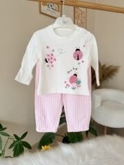 Pembe çiçek yakalı 3’lü takım