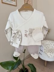Organik kahve ayıcık 6’lı battaniyeli set
