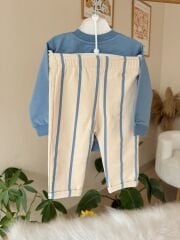 Mavi çizgili cepli 2’li takım