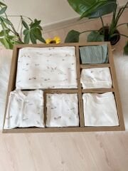 Organik Safari yeşil 10 parça tulumlu set