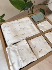 Organik Safari yeşil 10 parça tulumlu set