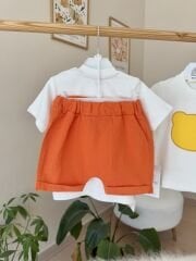 Turuncu bear keten şortlu takım