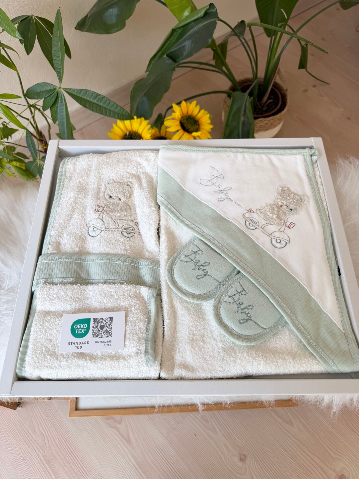Yeşil ayıcıklı banyo set