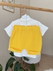 Sarı bear keten şortlu takım