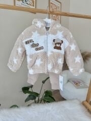 Bej ayıcık montlu 3’lü takım