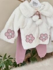 PREMİUM beyaz kürklü papatya 3’lü takım