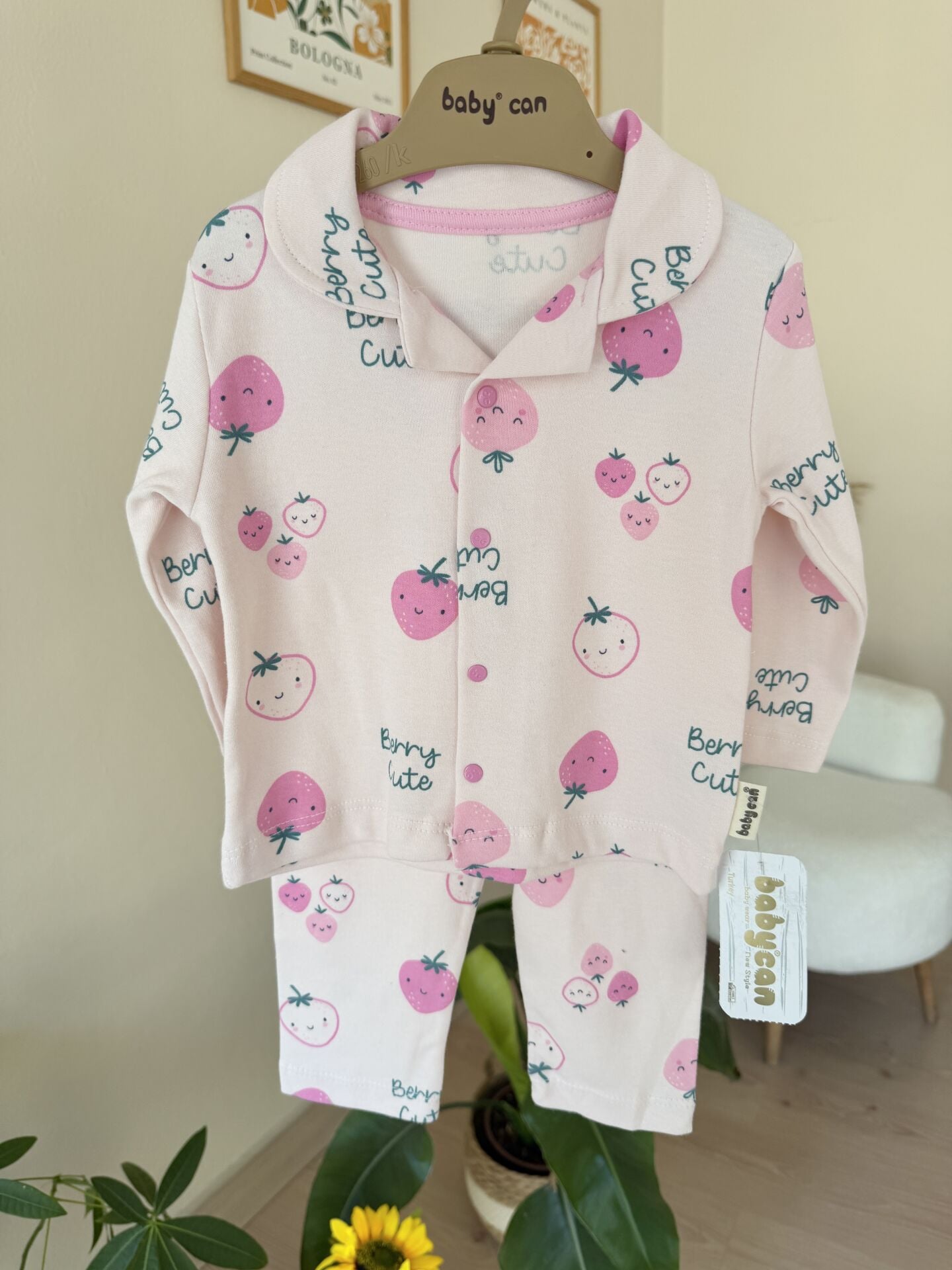Lüx kalite Pembe çilekli pijama takımı