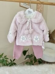 PREMİUM pembe kürklü papatya 3’lü takım