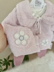 PREMİUM pembe kürklü papatya 3’lü takım