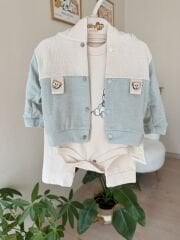 Mint yeşil hırkalı 3’lü takım