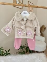 PREMİUM sütlü kahve kürklü papatya 3’lü takım