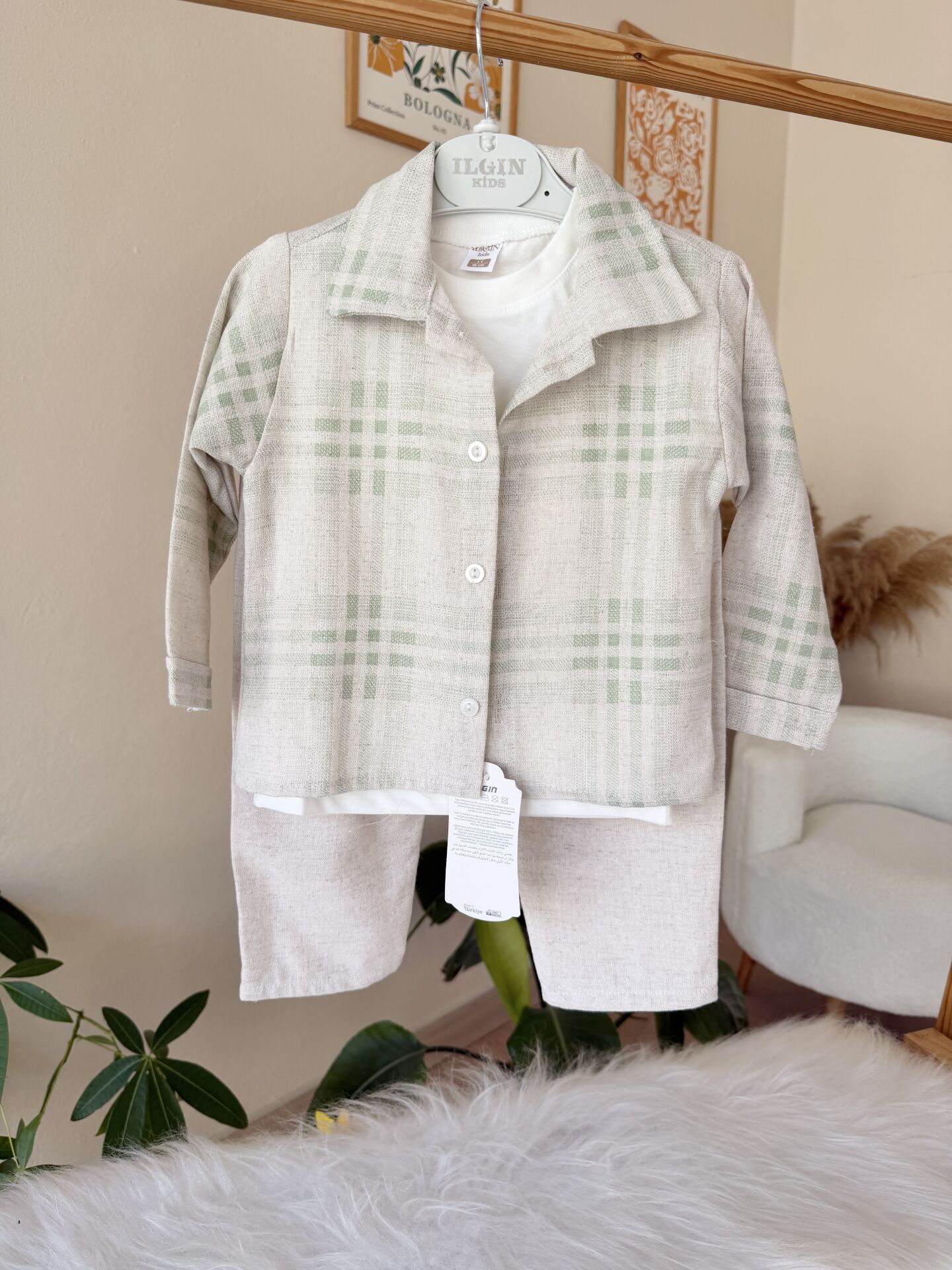 Keten karışımlı gömlekli 3’lü takım